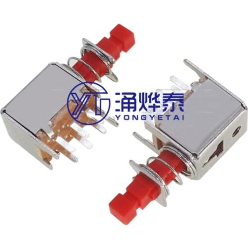 YYT 20PCS A03 PS-22F03 straight key switch key switch channel self-locking power switch button switch 6Pin with cap Hotwholesale
