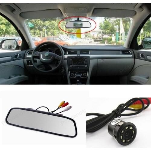 4.3 Inch TFT LCD Rearview Mirror Car Monitor With 18mm 8 LED Night Vision Parking Rear View Camera Auto Parking Assistance
