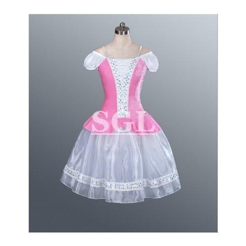 Free Shipping Women Velvet Ballet Tutus Long Dress For Sale Theatrical Costumes Dance Troupe Dancewear Pink Tutu AT1067A