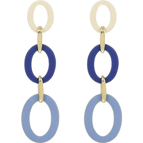 ZHINI 2021 New Simple Colorful Long Earrings for Women Personality Punk Geometric Oval Dangle Drop Earring Fashion Jewelry Gift
