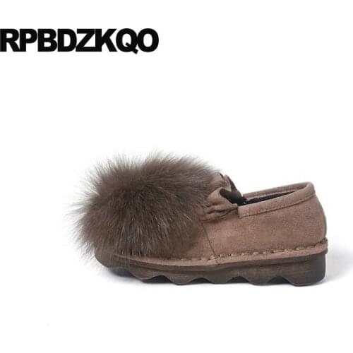 Slip on flats fur designer shoes china ladies casual 2019 shallow round toe large size suede women chinese comfortable winter