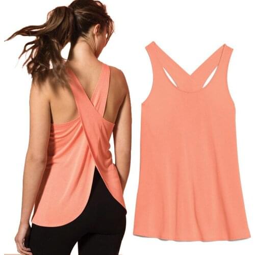 Women Cross Back Sexy Cool Running Vest Solid Color Sleeveless Sports Tops Fitness Yoga Dance Gym Workout Wear Back Split Beauty