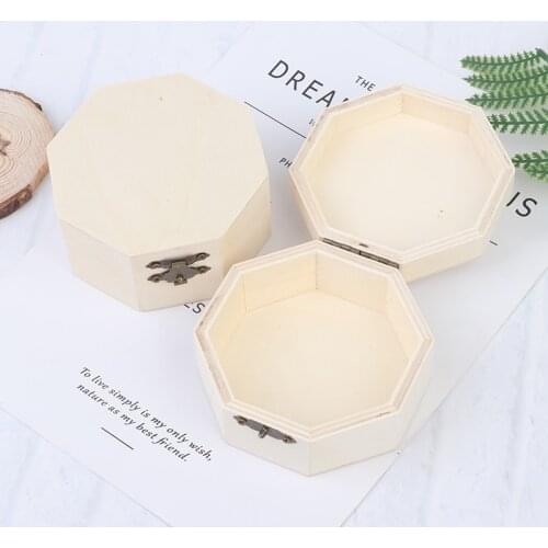 1Pcs Wooden Necklace Jewelry Display Tray Case Holder Rack Hexagon Storage Box