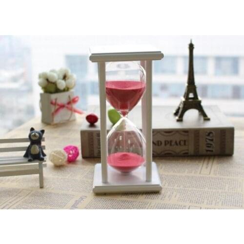 1PC Hand-Blown Modern Wooden 15 Minutes Color Sand Sandglass Hourglass Timer Clock Xmas Toys Birthday Gift Home Decor JY 1194-1