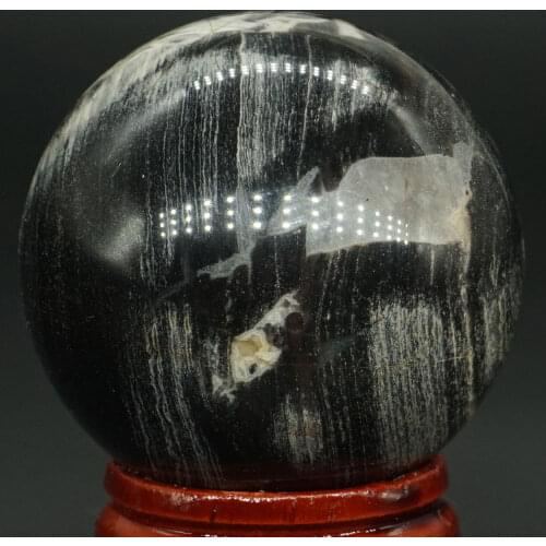 40MM Natural Gemstone Silver Leaf Jasper Sphere Crystal Ball Reiki Healing Globe Home Decor