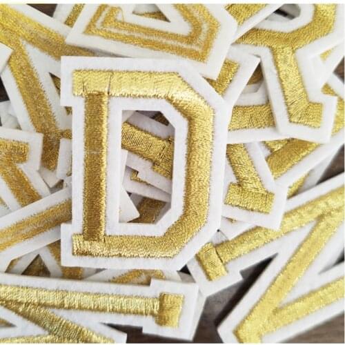 5pc Gold Embroidery Iron on Name Patch Alphabet Diy Stickers 26 Letters Sew on Kids Children Clothes Decoration Applique