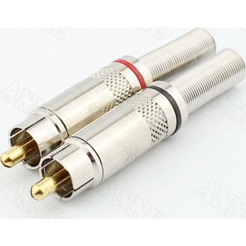 50pcs/lot High Quality Gold Plated RCA Plug Welding AV Connector Lotus Wiring