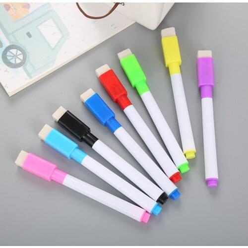 8 Pcs A Lot High-quality small colorful whiteboard pen with brush erasable environmental water-based marking pen white board pen
