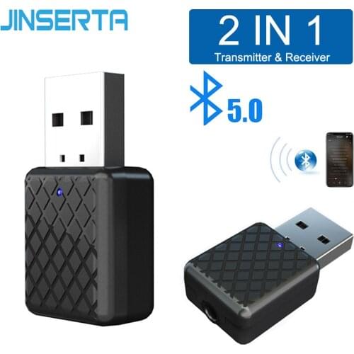 JINSERTA Bluetooth 5.0 Audio Receiver Transmitte 2-in-1 Mini 3.5mm AUX Stereo Wireless Bluetooth Adapter For Car Audio for TV