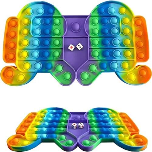 Rainbow Big Chess Board Bubble Popper Simple Fidget Jumbo Popper Chess Board Dice Game Toys
