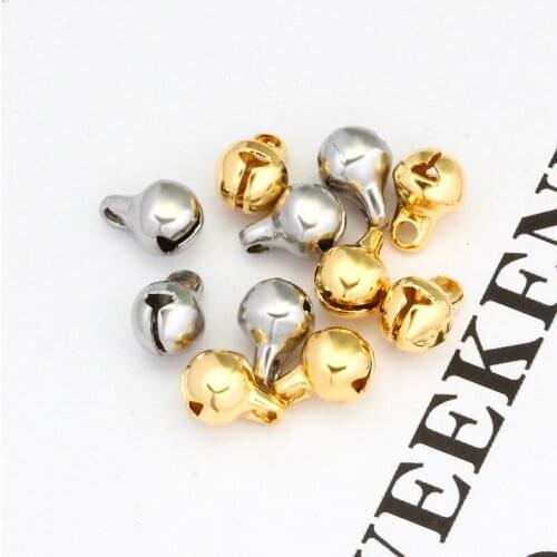 10Pcs/lot Stainless Steel Gold Bells Pendants Anklet Chain DIY Jewelry Making Accessories Necklace Bracelet Supplies Wholesale