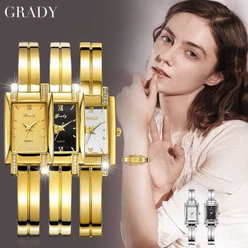 Grady 2021 Wristwatch Bracelet for Womens Watches Fashion Ladies Watchs Unisex Stainless Steel Rhinestone Quartz Wrist reloj