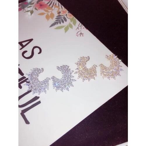 Elegant Unique Letter C Hedgehog Shaped AAA Cubic Zirconia Curved Stud Earrings Female Bride Girl Accessories Party Dress Up