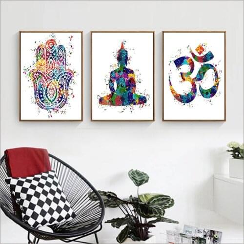 Lotus Flower Canvas Painting Yoga Zen Bohemian Meditation Buddha Posters and Prints Wall Art Pictures For Bedroom Home Decor