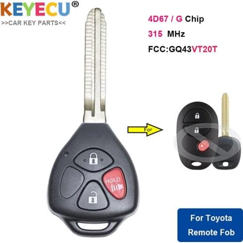KEYECU GQ43VT20T Upgraded Remote Control Car Key With 3 Buttons 315MHz G 4D67 Chip - FOB for Toyota Sienna Tacoma Tundra Sequo