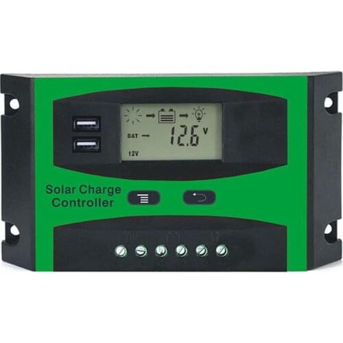 LBER 30A 12V 24V Solar Controller LCD Function Dual USB 5VDC Output Solar cells Panel Battery Charge Regulator
