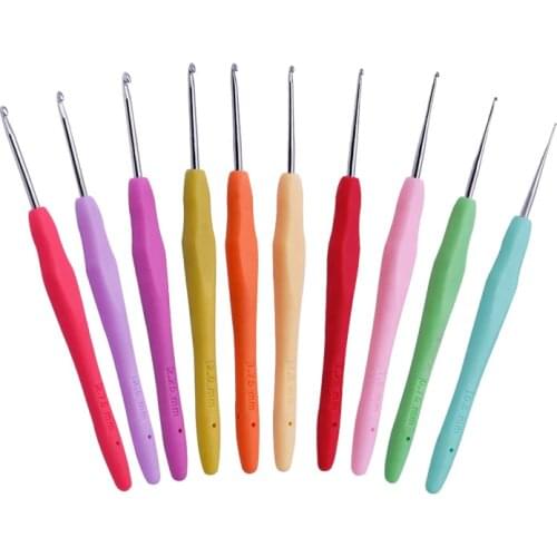 MIUSIE 1pcs 0.5-2.75mm Rubber Handle Crochet Hooks Needles Knit Weave Craft Yarn Sewing Tools Crochet Knitting Needles