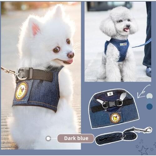 Fashion Denim Dog Harness Small Dog Belt Puppy Harness Pet Vest Wiring Harness Traction Belt Puppy Walking