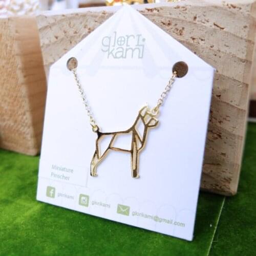 Trendy Miniature Pinscher Necklace Women Origami Statement Pendant Pet Jewelry