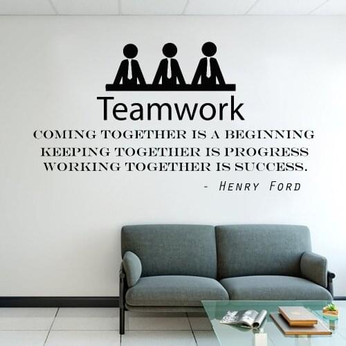 Teamwork Motivation Wall Decals Henry Ford Quote "Coming Together is a Beginning" Office Wall Sticker Vinyl Office Decor X183