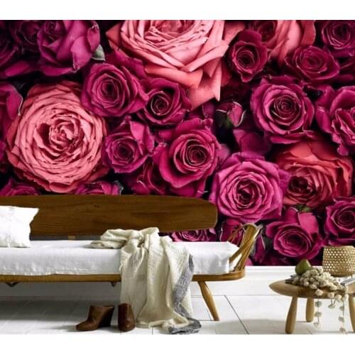 Bacal Custom 3D papel de pared mural Roses Many Closeup Wine color Flowers 3D wallpapers living room sofa TV wall bedroom huda