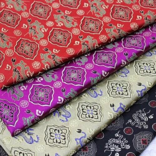 NCF421 Dragon Silk Jacquard Satin Fabric Garment Chinese Style Fabric For Chinese Cheongsam Costume Fabric For Sewing