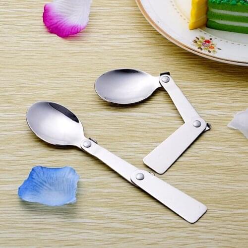 Stainless Steel Folding Spoon Tableware Creative Outdoor Travel Portable fork Spoon kitchen accessories Dinnerware Sets