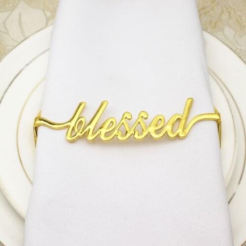 8pcs/lot New golden napkin ring long letter napkin ring metal napkin buckle wedding party desktop decoration supplies