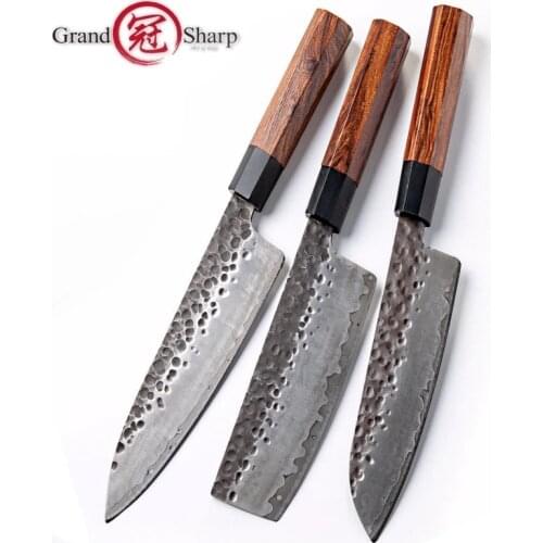 NEW 3 PCS Kitchen Knife Set Japanese AUS10 Steel Chef Santoku Nakiri Knives ECO Friendly Pro Cooking Tools Best Gift for Chef