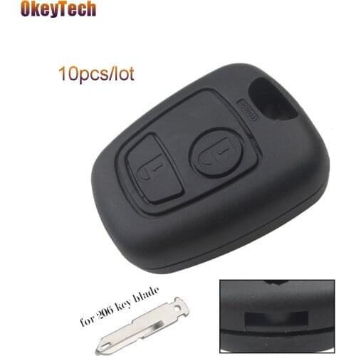 OkeyTech 10pcs/lot 2 Button Remote Car Key Fob Case Cover Fob for Peugeot 206 307 407 Keyless Entry Replacement Shell Not Blade