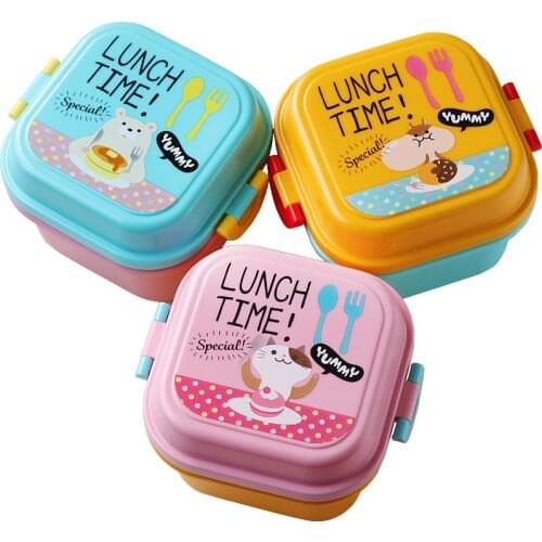 Cartoon Healthy Plastic Lunch Box Microwave Oven Lunch Bento Boxes Food Container Dinnerware Kid Childen Lunchbox