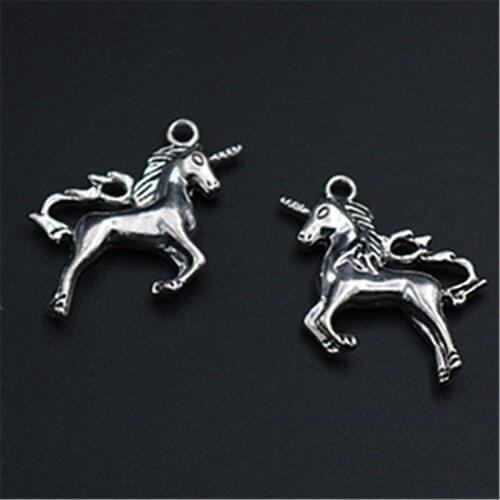 WKOUD 4pcs Silver Color 33*29mm Flying Unicorns Charm Vintage Necklace Bracelet DIY Metal Jewelry Alloy Pendants A976