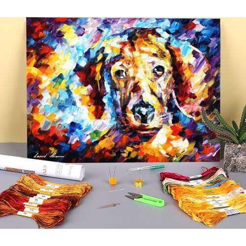 Lovely Dog Printed 11CT Cross Stitch Kit Embroidery DMC Threads Handmade Hobby Craft Handicraft For Adults Floss