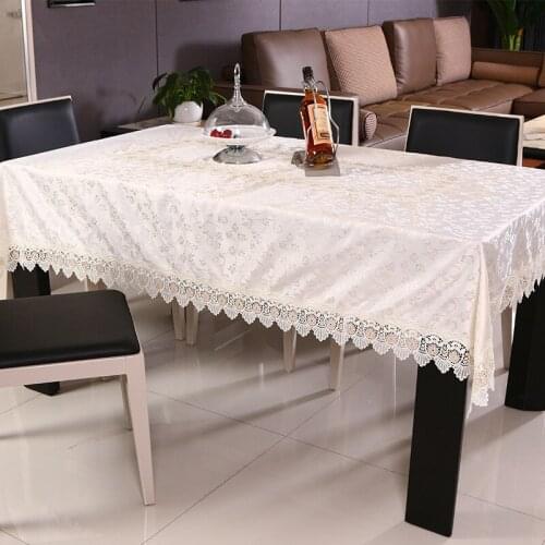 Simple Embroidered Lace Hollow Table Cloth Household White Cloth Table Cloth Round Rectangular Coffee Table Cloth