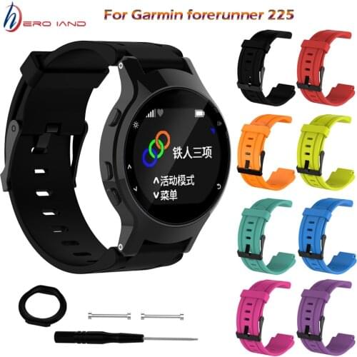 Silicone Replacement Wrist Watch Band + Case Cover For Garmin Forerunner 225 Bracelet 26mm Sport Watch Belt Correa With Tool