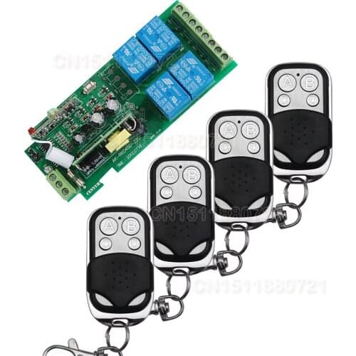 Smart Home 85v~250V 110V 220V 4CH RF Wireless Remote Control Relay Switch Security System Garage Doors,Gate Electric Doors