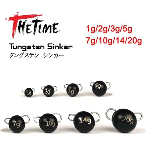 Thetime Tungsten Cheburashka Sinker Black Color 1g2g3g5g7g10g14g20g Wolfram Fishing Weight Tackle For Soft Worm Bait Accessories