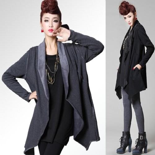 2017Autumn Winter women jacket coat thick fleece asymmetrical overcoat cardigan female loose outwear casual outfit streetwear430
