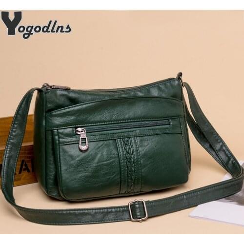 Ladies Fashion Solid Color Crossbody Bag Large Capacity Women Shoulder Bags Vintage Design PU Leather Moms Travel Handbags