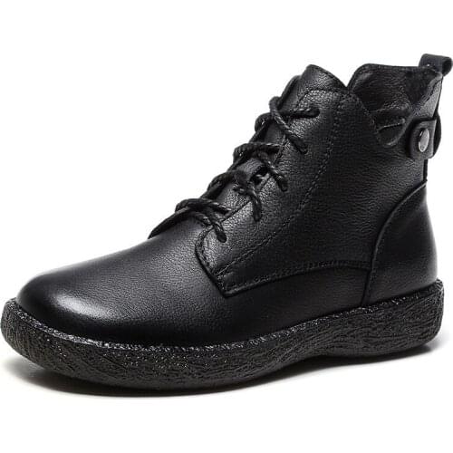 Krasovki 2021 High Quality Soft Genuine Leather Boots For Women Autumn Winter Plush Fur Warm Women Shoes Ankle Boots Platform