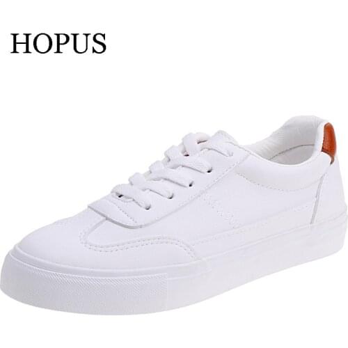 Woman Leather Shoes New Fashion Casual Thin Solid Color PU Leather Shoes Woman Casual White Shoes Sneakers Womens shoes