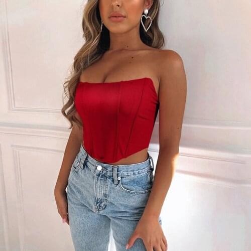 Fashion Summer Off Shoulder Strapless Lace Up Sexy Bustier Corset Crop Tops for Women Black Sleeveless Vest Top Cropped Feminino