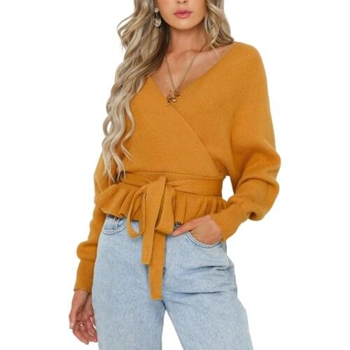 Womens Sexy Bat Wing Sleeve V-neck Top Fashion Solid Color Knitwear Suitable For Shopping And Daily Wear