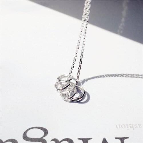 Circles necklace women 100% 925 Sterling silver nacklace Jewellery Clavicle chain pendant charms gift
