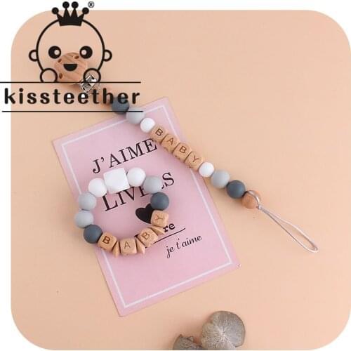 Kissteether 1set Baby Pacifier Chain Silicone Beads and Food Grade Silicone No BPA Suitable For Shower Molar Gifts Bracelet