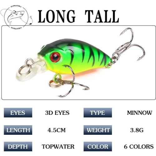 1Pcs 4.5cm/3.8g Laser Artificial Wobblers Crank Fishing Lure Bait Crankbait Pesca Floating Hard Bait Ocean Fishing Lures