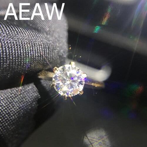 100% 18K 750Au Gold 1ct Moissanite Engagement Diamond Ring D color VVS With national certificate for Women