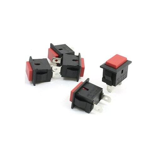 2 Pin SPST Rectangle Momentary Push Botton Switch Red Head