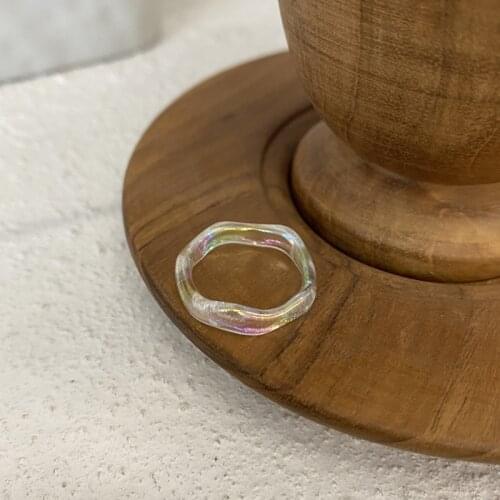 2021 Aesthetic Colorful Transparent Resin Acrylic Korean Geometric Irregular Rings for Women Trendy Jewelry Gifts Vintage Ring