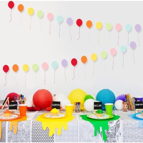 3 Meters Paper String Colorful Balloon Pull Flag for Birthday Party Decoration Balloons String Wedding Window Classroom Layout